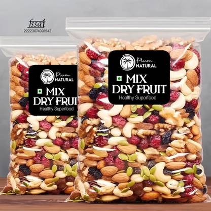 Plum Natural Mix Dry Fruit | Panchmeva | 500GM | JAR | Almonds, Cashews, Raisins, Dry Dates, Pistachios, Figs, Kiwi, Assorted Fruits & Nuts