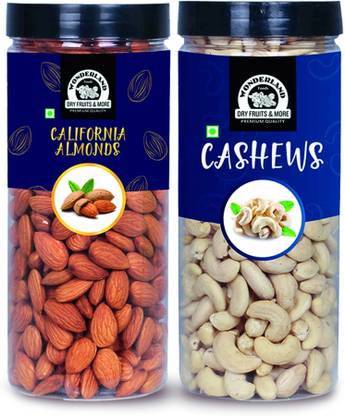 Wonderland Foods Premium Almond (500g) And Cashew (500g) 1Kg Dry Fruits Combo Pack Almonds, Cashews
