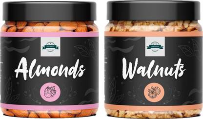 Crunchybites Dry fruits combo pack of ALMONDS & WALNUTS 100g EACH (100 x 2) PACK OF 2 Almonds, Walnuts