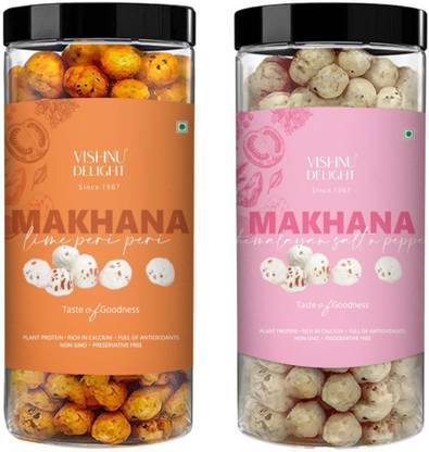 VISHNU DELIGHT Crunchy,healthy, Tasty Peri-Peri ,Salt & Pepper Flavored Makhana Combo (180 g) Fox Nut