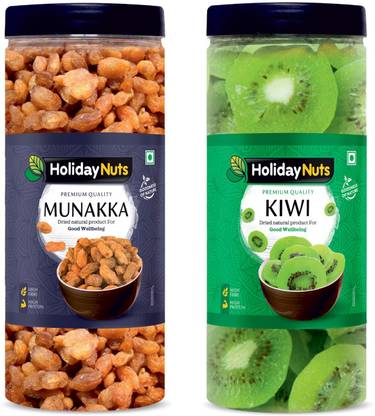 Holiday Nuts 100% premium Munakka And kiwi Combo Pack(250x2) 500gm Kiwi, Raisins