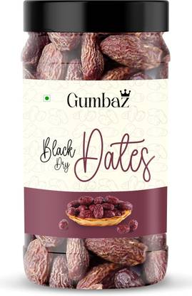 GUMBAZ Black Dry Dates Jar Pack | Sukha Khajur ( Kala Chuara ) 350gm Dry Dates
