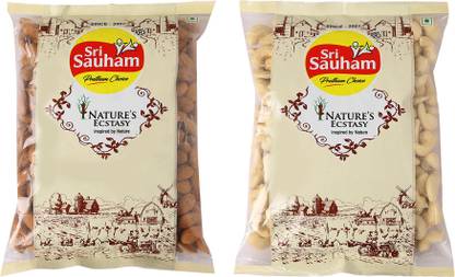 Sri Sauham KAJU+BADAM Combo Pack of 2 Cashews, Almonds