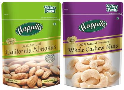 Happilo Premium Dry Fruit Combo Pack, Healthy Snacks (Almond 1kg, Cashews 1kg) Almonds, Cashews  (2 x 1000 g) at Rs. 1578
