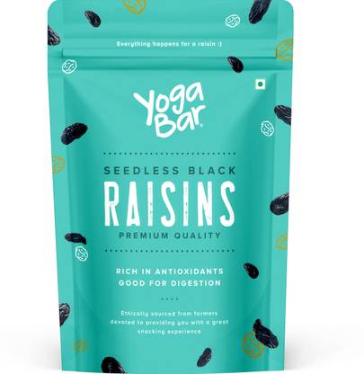 Yogabar Premium Seedless Black Raisins Value Pack | Kali Kishmish Raisins  (200 g)