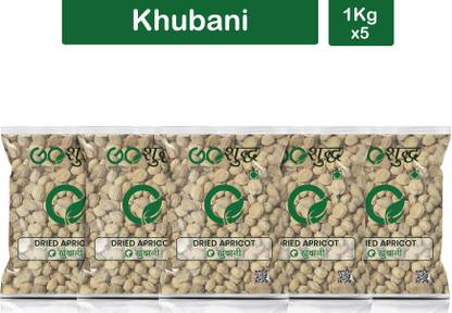 Goshudh Khubani (Dried Apricot)- 1Kg Each (Pack of 5) 5000g Apricots