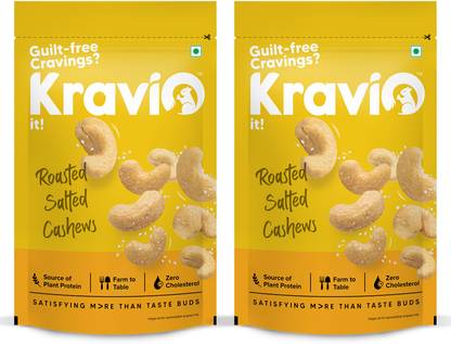 Kravio Combo Pack Roasted Salted Cashews 200 Gram (Pack of 2) Cashews