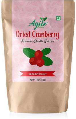 Agile Organic Whole Dried Cranberries 1kg | Immunity Building | Antioxidant Rich | Cranberries