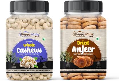 HappyWally Dry fruits Combo Pack of Cashews and Anjeer (Figs) 200gm Each | Cashews, Figs