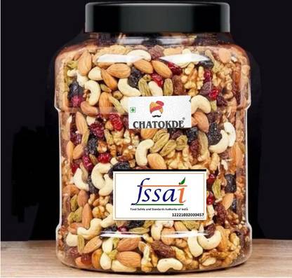 CHATOKDE 100% Natural and Premium Healthy Trail Mix Dry fruits & Seeds 1Kg Jar Pack Assorted Seeds & Nuts