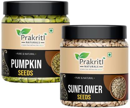 Prakriti Naturals Raw Pumpkin Seeds -250g and Sunflower Seeds - 250g for Eating Assorted Seeds & Nuts