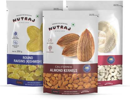 Nutraj Dry Fruits Super Saver Pack 750g Cashews, Almonds, Raisins