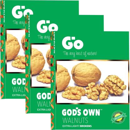 Go Organic Light Broken Walnuts kernels 750g (Each 250gm ) Walnuts