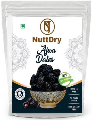 NuttDry Premium Fresh Ajwa Dates Original | Iron & Fibre Rich| Khajur | Khajoor Dates