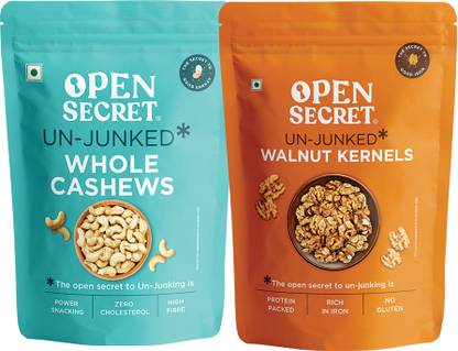 OPEN SECRET Whole Cashews & Walnut Kernels Assorted Nuts