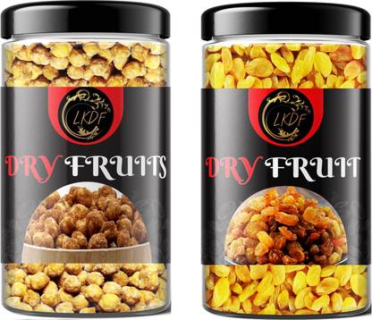 LKDF 100% Natural Premuim Quality (Jaggery)Gur Chana 500gm & Raisins 250gm Raisins, Roasted Gram