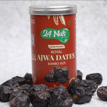 24 NUTS Hand-Picked Khajur : Premium Jumbo Size, Nitrogen Flushed Ajwa Dates