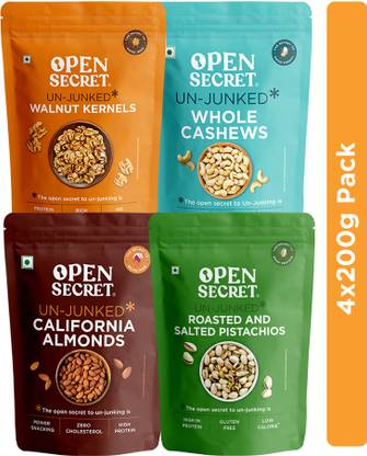 OPEN SECRET Premium Dry Fruits Combo Badam Almonds, Cashews, Akhrot Walnuts, Pistachios Assorted Nuts