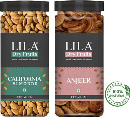 lila dry fruits DRY FRUITS Combo JAR Pack 200 gm [100g x 2] Almonds, Dry Figs ( Badam , Anjeer) Almonds, Figs