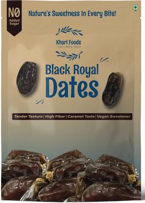 Khari Foods Royal Black Dates, Soft & Juicy Khajur Dry Fruits, High Fibre, Healthy Snacking Dates
