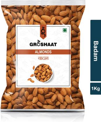 Groshaat Almonds (Badam) - 1Kg (Pack of 1) Almonds