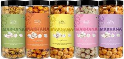 VISHNU DELIGHT Combo Flavour Roasted Makhana Jar - Healthy & Crunchy Snack | Gluten Free | Fox Nut