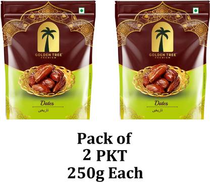 Golden Tree Premium Dried Brown Dates| Khajur| Energy Booster| High Fibre| Healthy Snacks Dry Dates