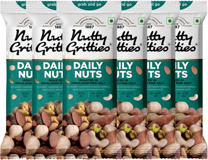 Nutty Gritties Grab and go Daily Nuts - Almonds, Cashews, Macadamias, Hazelnuts, Pista Almonds, Cashews, Macadamia Nuts, Hazelnuts, Pistachios