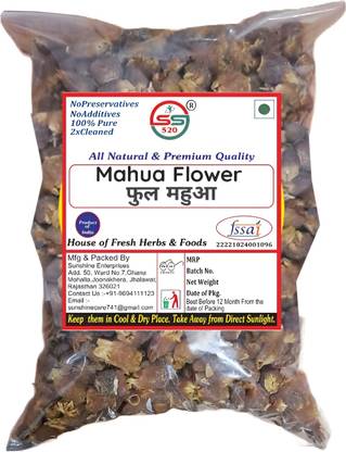 SS520 Mahua Flower Dried 400g. Madhuca Longifolia Phool Mahuya Fruit from Village Tree Golden Berries