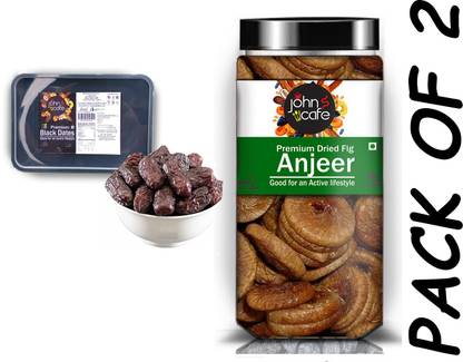 JOHNSCAFE Premium Dry Fruit Combo Black Dates+Fig (pack of 2) (2 X0.250) Dates, Figs