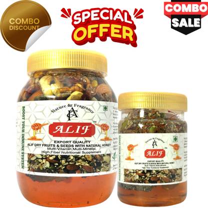 alif Dry Fruits & Seeds with Natural Honey: Nutrient-Rich Superfood Blend 15-in-1 Assorted Seeds & Nuts