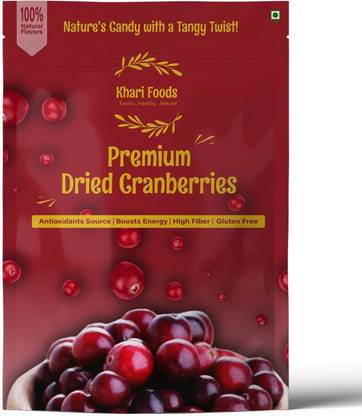 Khari Foods Seedless Whole Dried Cranberries 200g, No Added Sugar Cranberries