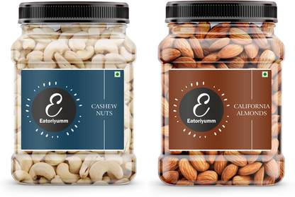 Eatoriyumm Dry Fruits Combo|California Almonds + Cashew Nuts (500gm Each) Almonds, Cashews