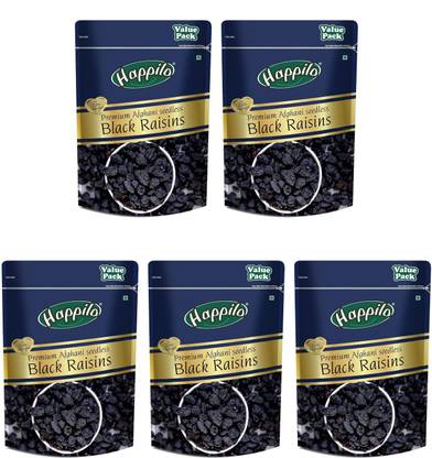 Happilo Premium Seedless Black Raisins Value Pack, ,500 g x Pack of 5 Raisins