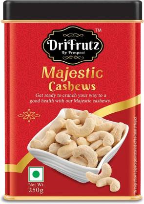DRIFRUTZ Majestic Cashews W180 Grade | 250g Tin Pack | Natural | Suitable for Vegan Diets Cashews