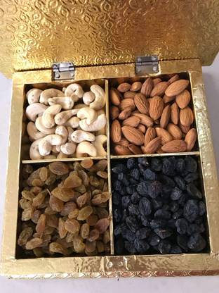 Natierra Diwali Gift Items Diwali Gift Box Slider Box Pack Of 4 MIX dry Fruits Almonds, Cashews, Raisins, Raisins