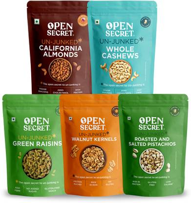 OPEN SECRET Badam Almonds Cashews Kishmish Raisins Akhrot Walnuts Pistachios Dry Fruit Combo Assorted Nuts