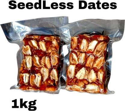 FreshTrain Seedless Dates | Khajur Without Seed| Soft Pin Khajoor(Buy 500gm Get 500gm Free) Dates
