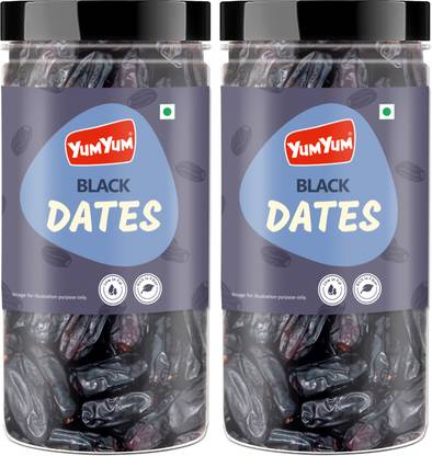 YUM YUM Black Dates 800g | Soft And Chewy Texture Khajur | Khajoor - Dates