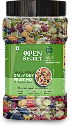 OPEN SECRET 6 in 1 Premium Dry Fruit Mix ,Kaju, Badam, Kishmish, Flax ,Pumpkin & Cranberries Assorted Seeds & Nuts