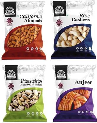 WONDERLAND Combo Pack Pistachios Almonds Cashew Ajneer 400g (100g Each) Assorted Nuts