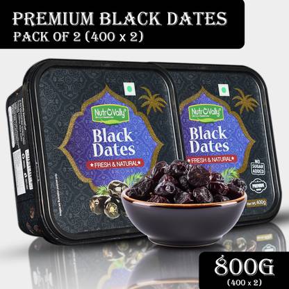 NutroVally Premium Black Dates for Strong Bones | 100% Fresh & Natural | Anti-Oxidants Rich Dry Dates