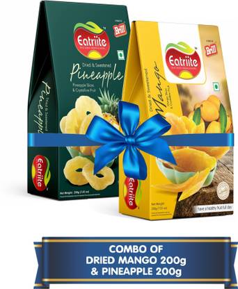 Eatriite Dried Sweetened Mango & Dried Sweetened Pineapple Combo 400g (200g x 2) Mango, Pineapple