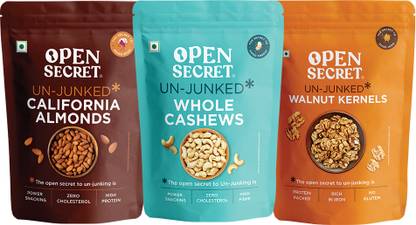 OPEN SECRET Premium Dry Fruits Combo Almonds 500g, Cashews 500g, Walnuts 500g Assorted Nuts