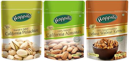 Happilo Premium Dry Fruits Combo Pack (Almonds, Walnuts Kernels & Pistachio), Assorted Nuts (3 x 200 g)