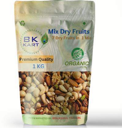 BK KART Mixed Dry Fruits 7 Dry fruits in 1 Mix (1 kg) Almonds, Apricots, Cashews, Figs, Walnuts, Pistachios, Raisins