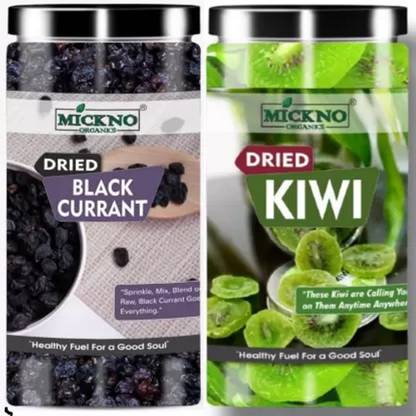 mickno organics Combo of 500gm, Dried Kiwi Dry Fruits & Black Kiwi, Black Currant