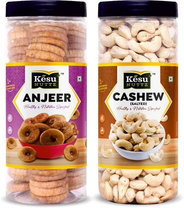 KESU NUTTZ Anjeer & Salted kaju Pack of 2(250x2) 500gm Cashews, Figs