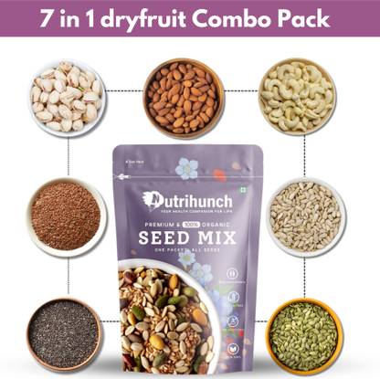 Nutrihunch 7 in 1 Dryfruit Pack| Almond,Cashew,Pistachios,Pumpkin,Flax,Chia,Sunflower Seeds