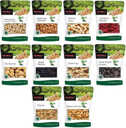Nutraj Dry Fruits Combo with Black Raisin, Pistachios, Almonds, Cashews, Raisins, Figs, Walnuts, Apricots, Cranberries, Prunes